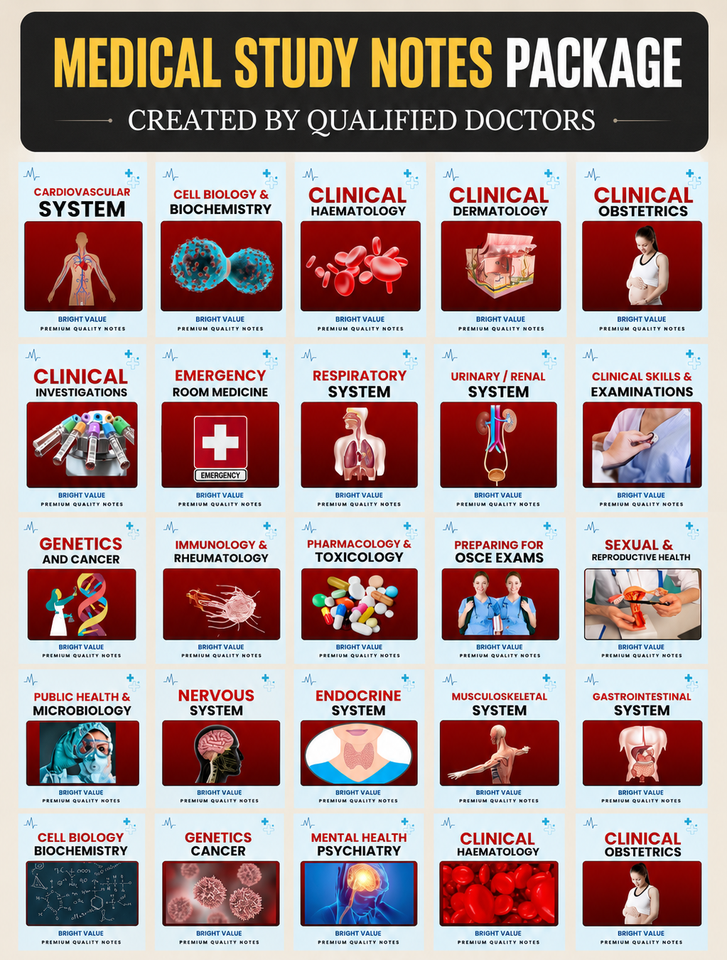 Complete Medical Study Notes Package (All 21 Subjects Included)